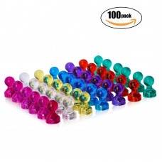 100-pack Push Pin Magnets, Ideal for Whiteboard, Refrigerator, Map and Calendar, 7 Assorted Colors Office Magnetic Push Pins